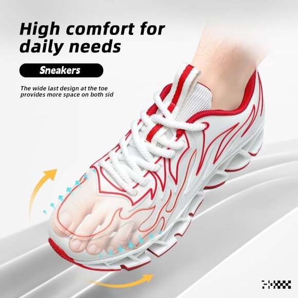Men's Running Shoes Mesh Runners Fashion Sport Blade Walking Sneakers Z-White - Picture 6 of 7